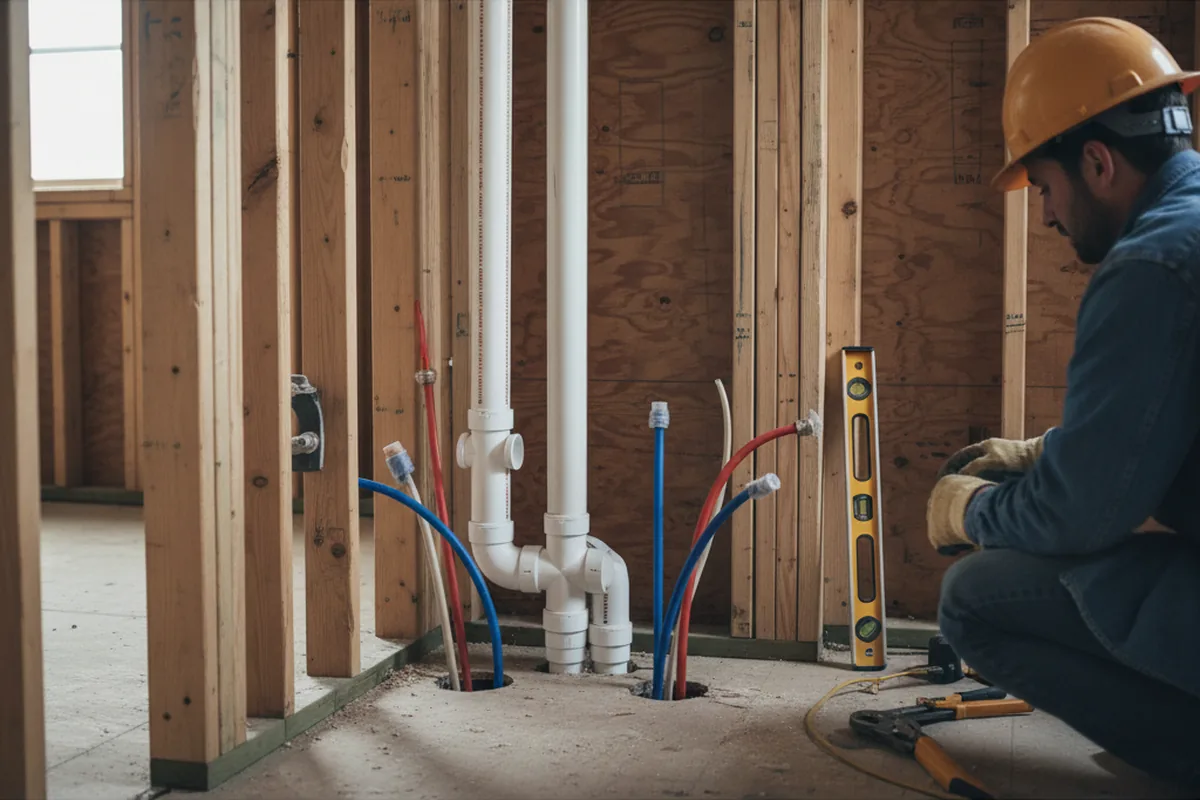 Drain and supply rough-in during Garbage Disposal Repair in Brightwood