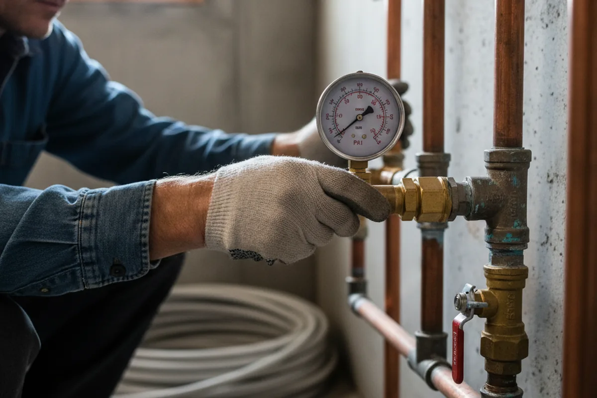 Pressure testing a repaired line during Water Line Repair in Brightwood